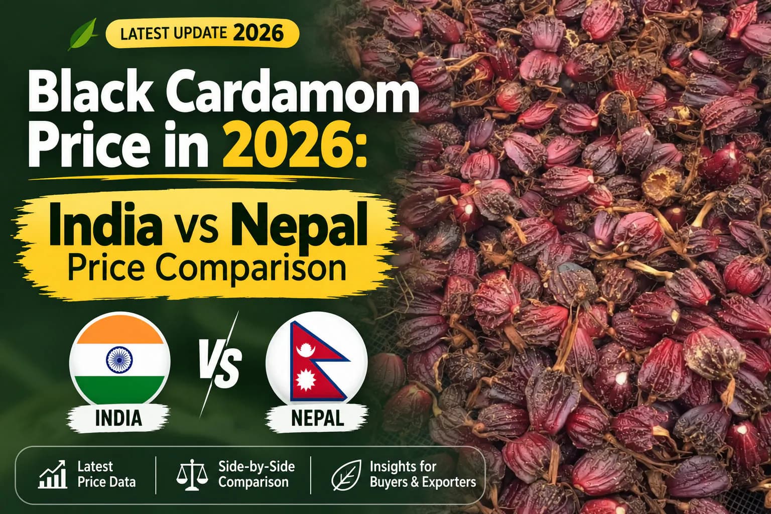 Black cardamom price in 2026 comparison between India and Nepal
