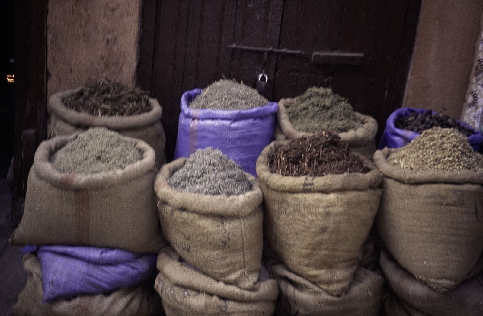 Jute sacks of black cardamom prepared with export documentation for shipment to Dubai